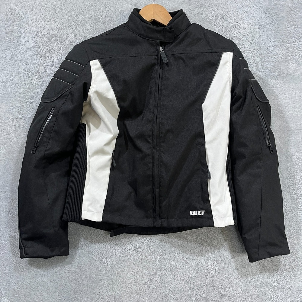 Bilt Brea Motorcycle Jacket Womens Small‎ Black White Colorblock Moto Armor